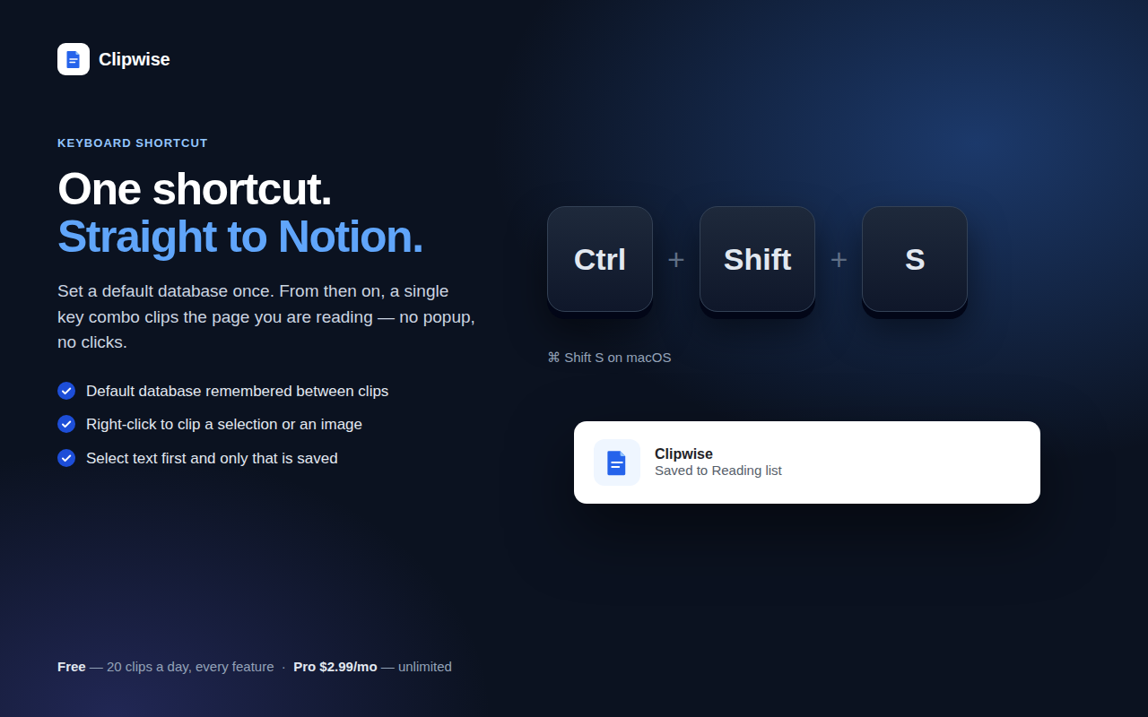 Clipping a highlighted passage with the keyboard shortcut